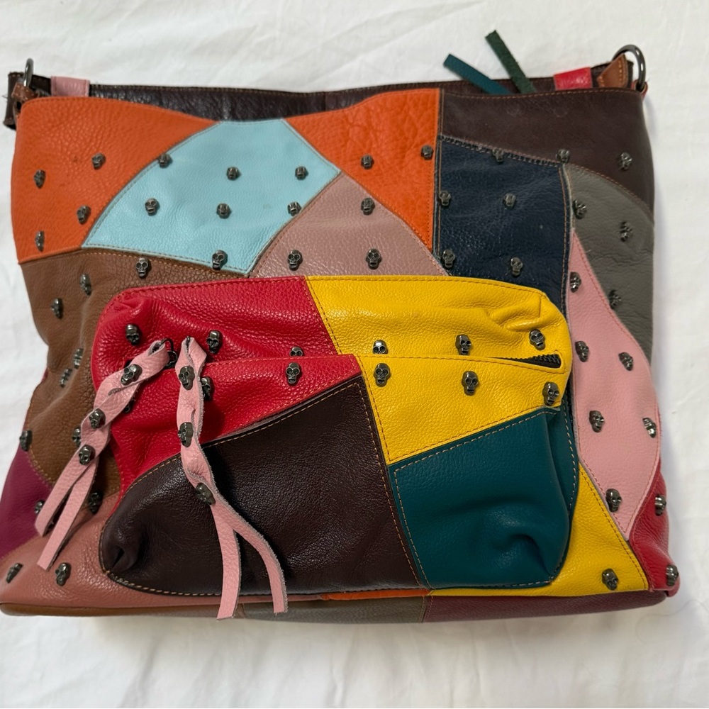 Skull Studded Patchwork Women's Bag - image 2
